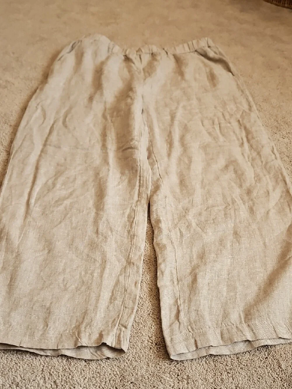 Quince Wide-Leg 100% Linen Pants in Light Tan